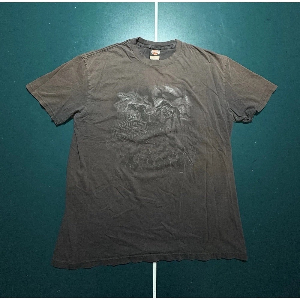 Harley Davidson Jester T-Shirt Men's XL‎ Sun Faded Black Joker Biker Distressed